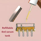 Serum dropper filling the Elara brush's removable tank. Refillable 4ml serum tank.